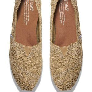 TOMS Gold Crochet Slip On